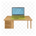 Laptop On Table Computer Table Working Place Icon