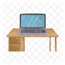 Laptop On Table Computer Table Working Place Icon