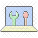 Laptop Reparatur Lineares Farbsymbol Symbol