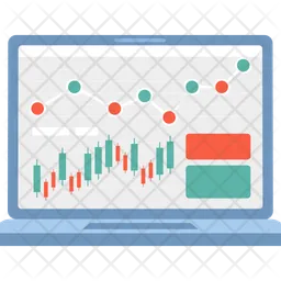 Laptop screen with diagram and charts  Icon