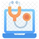 Laptop Stethoscope Online Consultation Icon