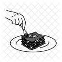 Black Monochrome Lasagna Illustration Lasagna Italian Icon