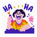Laughing Character Spraying Graffiti Icon