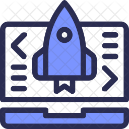 Launch Program Icon - Download in Colored Outline Style