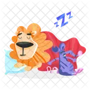 Lazy Lion Sleeping Lion Rat Teasing Icon