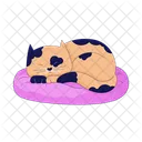 Cat Sleeping On Pillow Cute Cat Cartoon Sleeping Kitten Icon