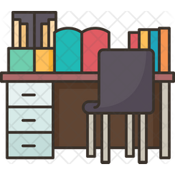 Learning Desk Icon - Download in Colored Outline Style