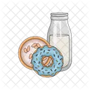 Leche Y Donut Leche Desayuno Icono