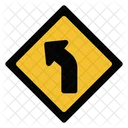 Left Curve Road Sign  Icon