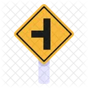 왼쪽 T 교차점 도로 기둥 교통 표지판 아이콘
