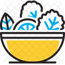 Bol De Legumes Feuille Menu Regime Sain Modifiable Nourriture Fruits Frais Vert Icône