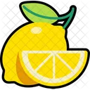 Lemon With Sliced Half Cut Fruit Healthy Icon