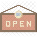 Abierto Tienda Cafeteria Icono