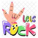 Lets Rock Rock Sign Rock Gesture Icon