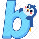 Letter b with cute penguin  Icon