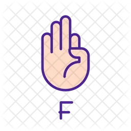Letter F In American Sign Language  Icon