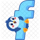 Letter f with cute penguin  Icon