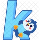 Letter k with cute penguin  Icon