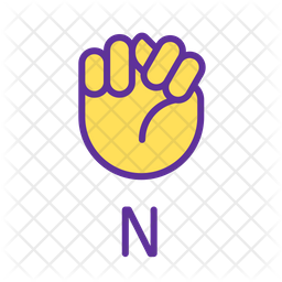 Letter N Sign In Asl Icon - Download in Colored Outline Style