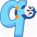 Letter q with cute penguin  Icon