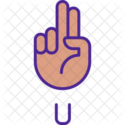 Letter U Sign In Asl Icon - Download in Colored Outline Style