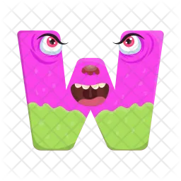 Letter W Monster  Icon