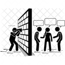 Leute tratschen hinter einer Mauer  Symbol