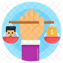 Nino Versus Dinero Ley Sobre Trabajo Infantil Igualdad En El Trabajo Infantil Icono