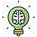 Lightbulb with brain in it  Icon