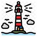 Lighthouse Tower Signaling Guide Sea Icon
