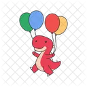 Lindo dinosaurio con globos  Icono