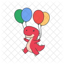 Lindo dinosaurio con globos  Icono