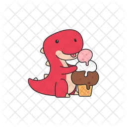 Lindo dinosaurio con helado  Icono