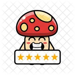 Lindo hongo con cinco estrellas Emoji Icono