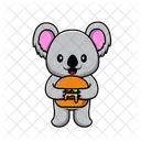 Lindo koala sosteniendo hamburguesa  Icono