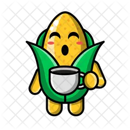 Lindo maíz tomando café Emoji Icono