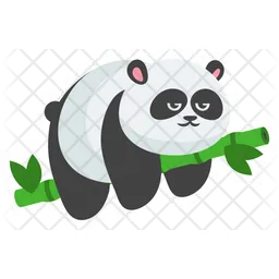 Lindo panda colgando de bambú  Icono