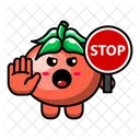 Lindo tomate con señal de stop  Icono