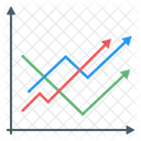 Data Analytics Statistics Double Line Graph Icon