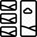 Linkes Dreireihiges Bildraster Symbol