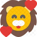 Lion Smiling With Hearts Icon
