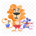 Lion Teasing Lion Mouse Lion Friend Icon