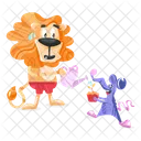 Watering Plant Lion Watering Lion Mouse Icon