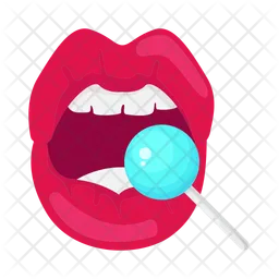 Lips with lollipop  Icon