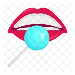 Lips with lollipop  Icon