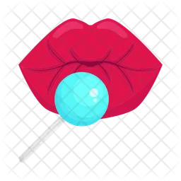 Lips with lollipop  Icon