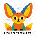 Listen Closely Cute Fox Animal Icon
