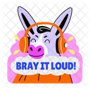 Listening Music Donkey Animal Icon