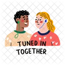Listening Music Together Friendship Icon