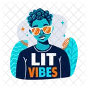 Lit Vibes Typography Chill Icon